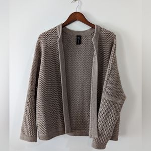 Zero + Maria Cornejo Taupe Open-Knit Cardigan